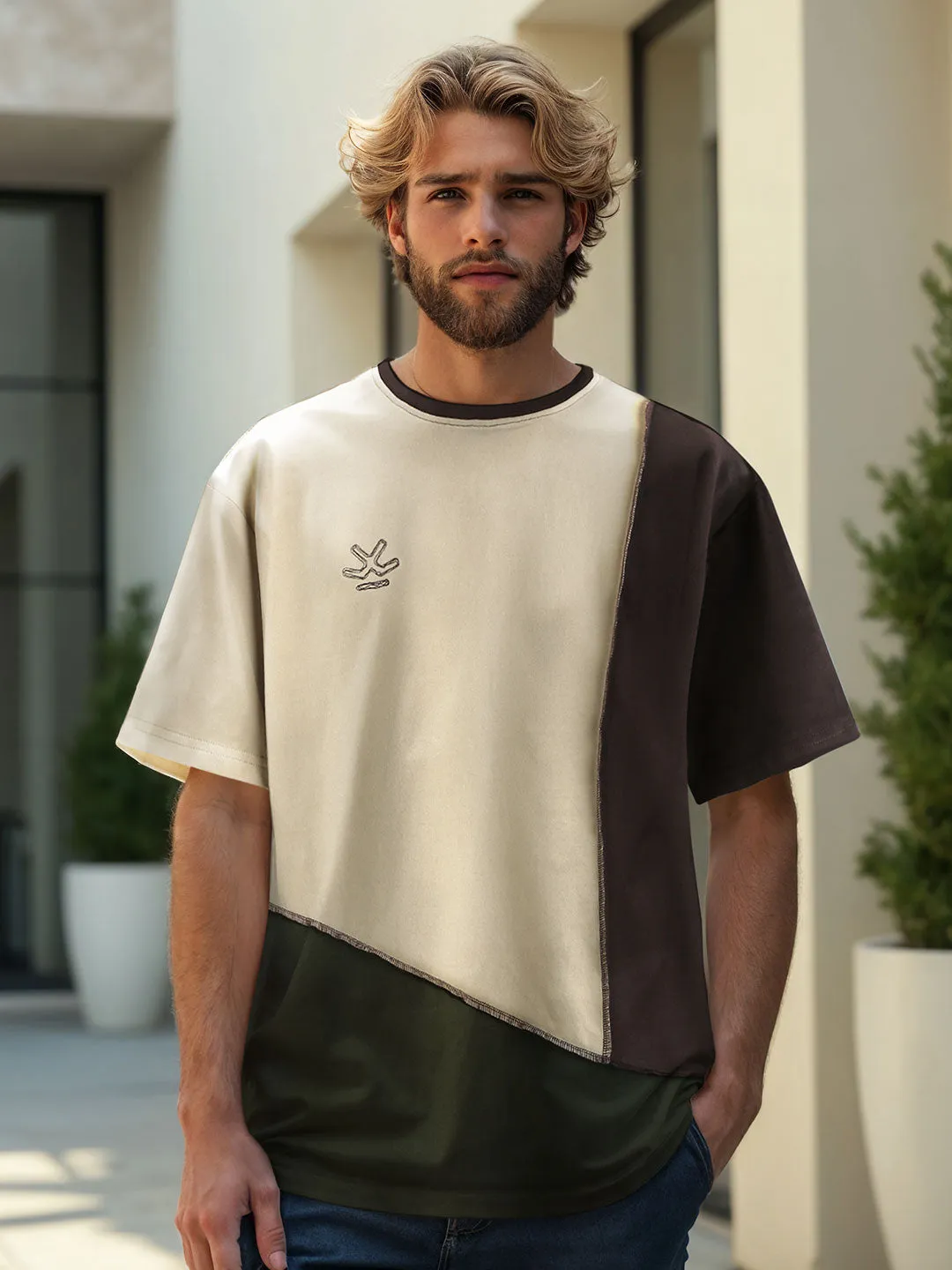Casual Cut & Sew Crew Neck T-Shirt | Brown sold by Wrogn product image thumbnail 3