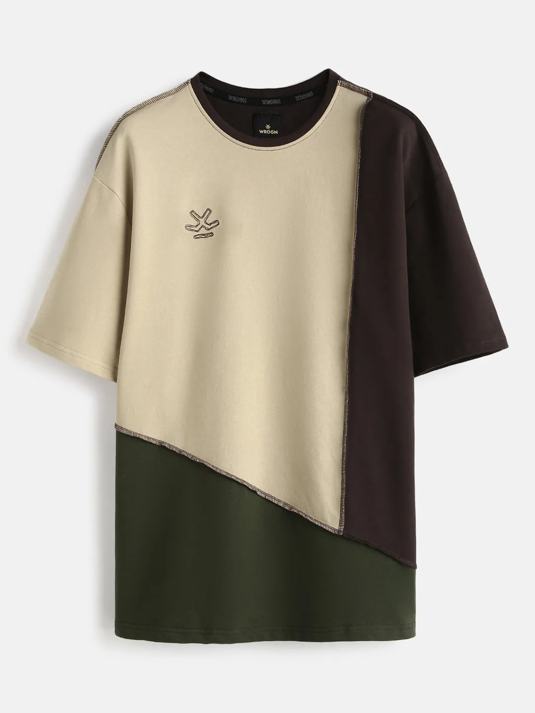 Casual Cut & Sew Crew Neck T-Shirt | Brown sold by Wrogn product image thumbnail 4