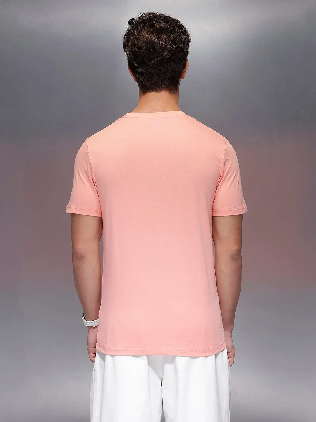 Solid Slim Fit T-Shirt | Peach sold by Wrogn product image thumbnail 3