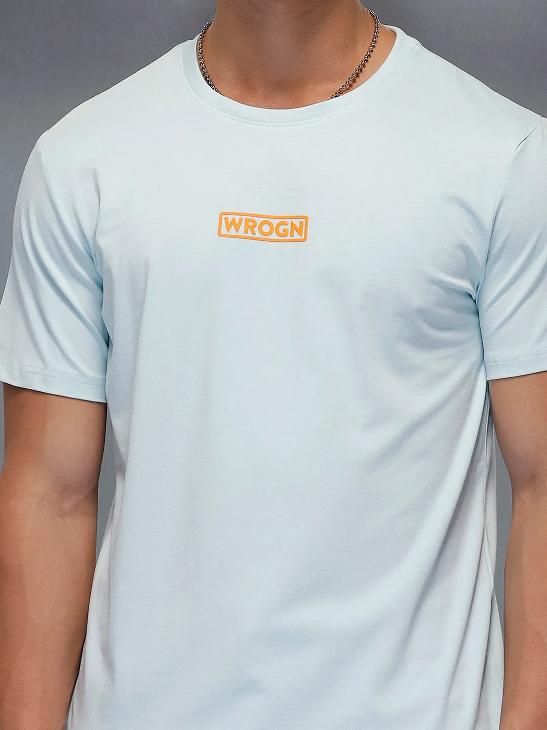 Solid Slim Fit T-Shirt | Light Blue sold by Wrogn product image thumbnail 5