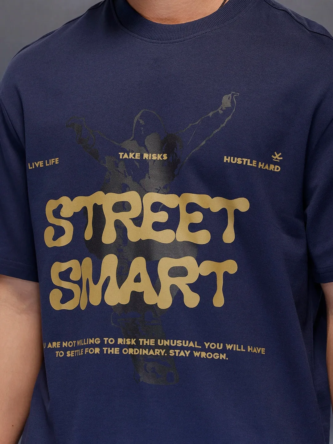 Classic Placement Printed T-Shirt | Navy Blue sold by Wrogn product image thumbnail 5