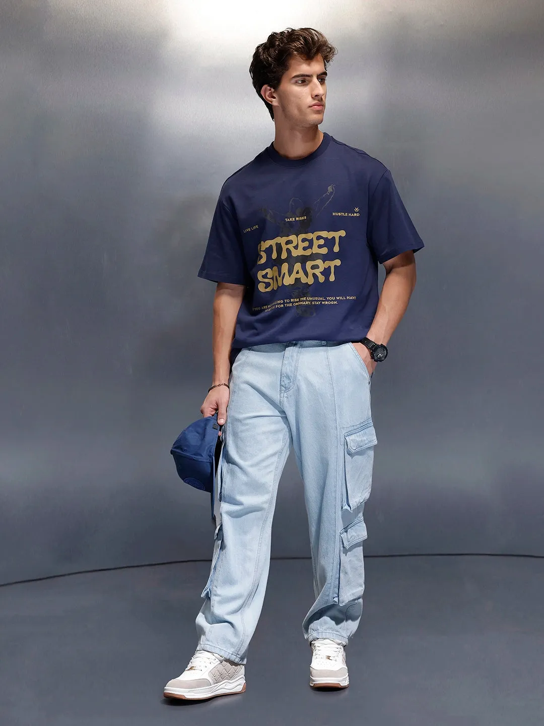 Classic Placement Printed T-Shirt | Navy Blue sold by Wrogn product image thumbnail 2