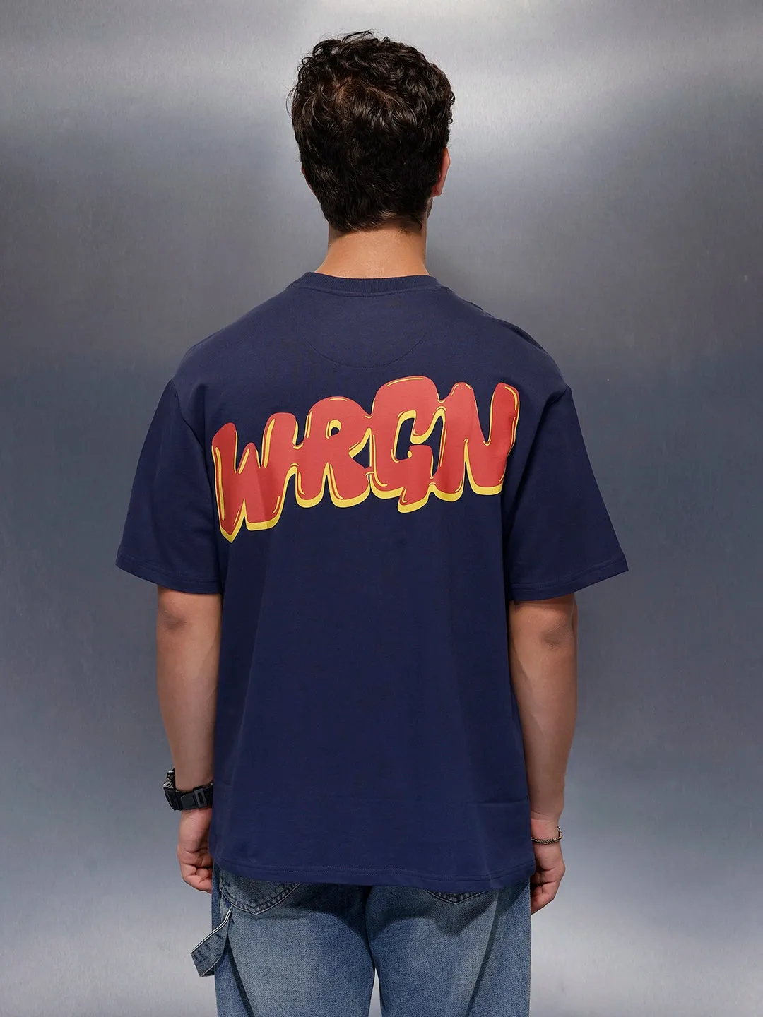 Classic Back Printed T-Shirt | Navy Blue sold by Wrogn product image thumbnail 3