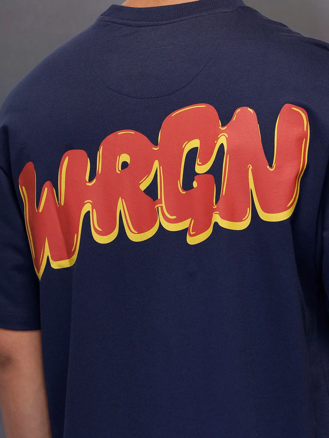 Classic Back Printed T-Shirt | Navy Blue sold by Wrogn product image thumbnail 5