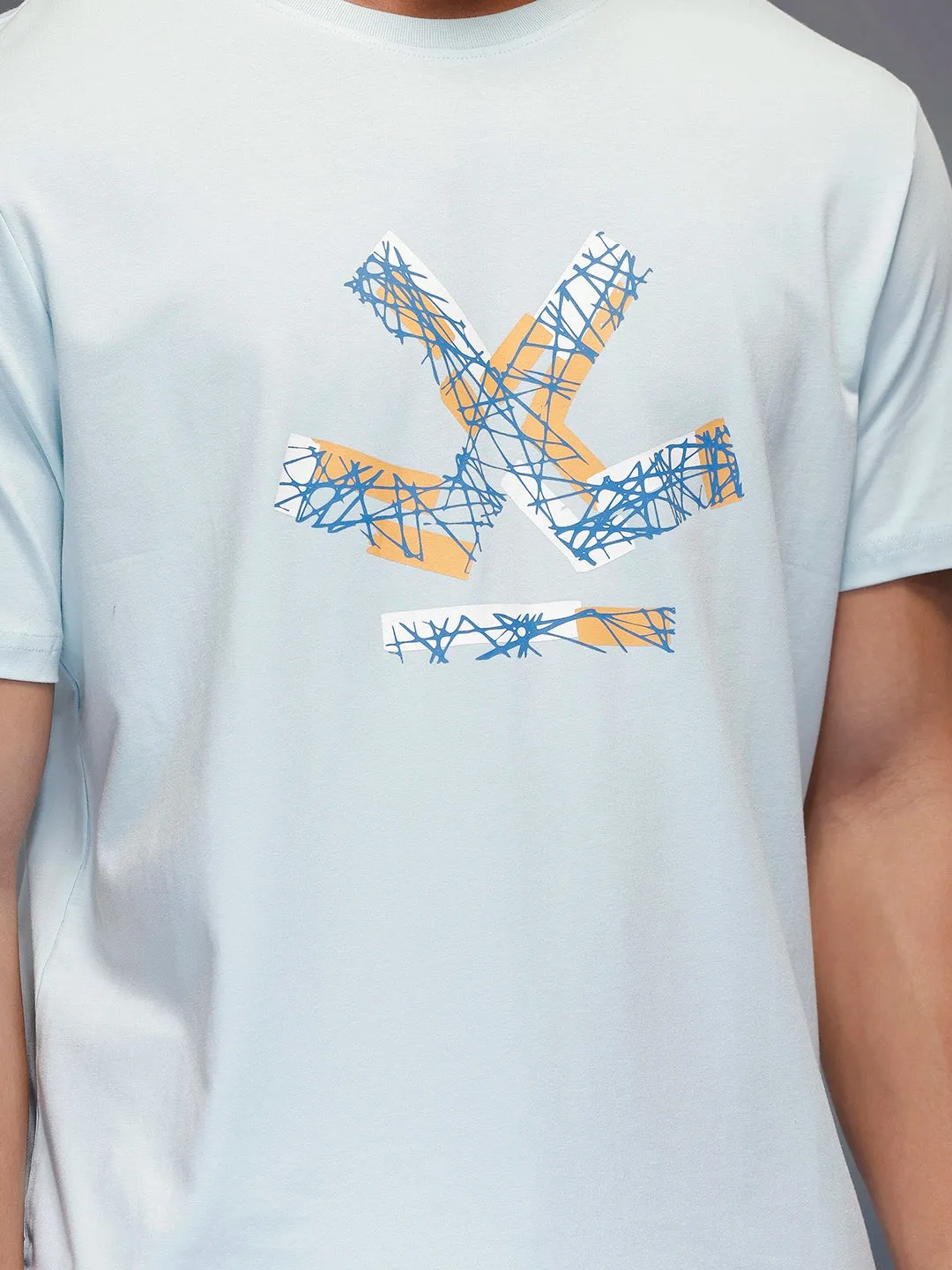 Classic Placement Printed T-Shirt | Light Blue sold by Wrogn product image thumbnail 5