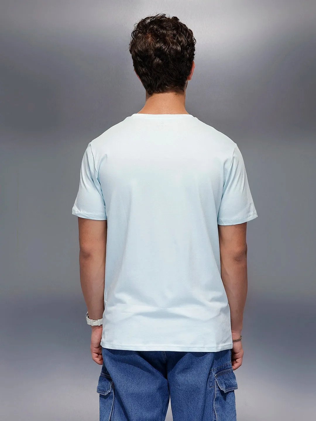Classic Placement Printed T-Shirt | Light Blue sold by Wrogn product image thumbnail 3