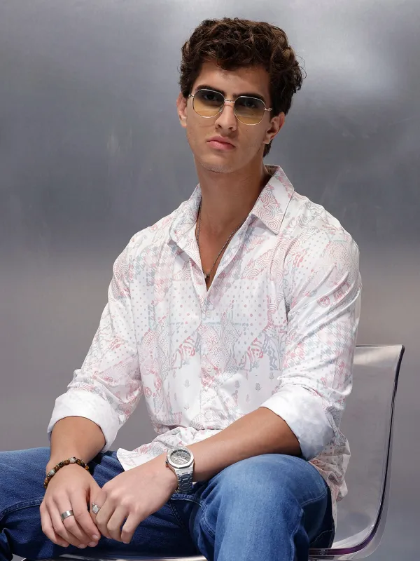 Classic AOP Slim Fit Shirt   |  White sold by Wrogn