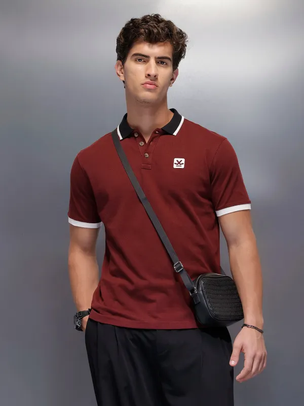 Solid Slim Fit Polo T-Shirt   |  Maroon sold by Wrogn