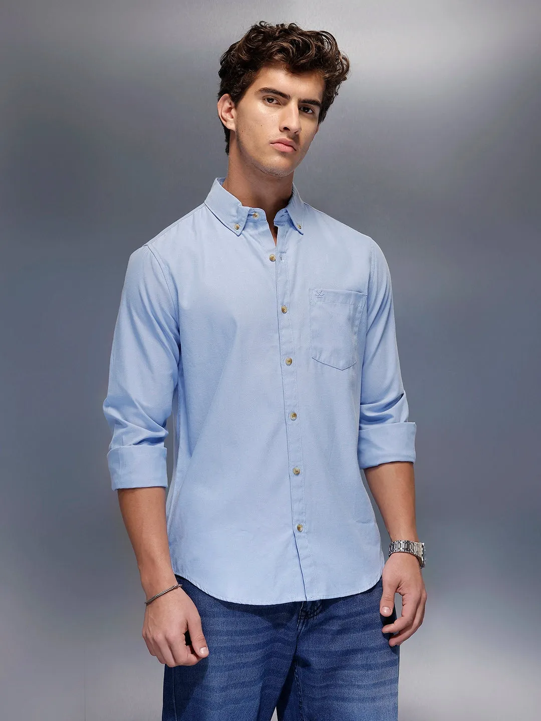 Men's Casual Regular Fit Shirt | Blue sold by Wrogn product image thumbnail 4