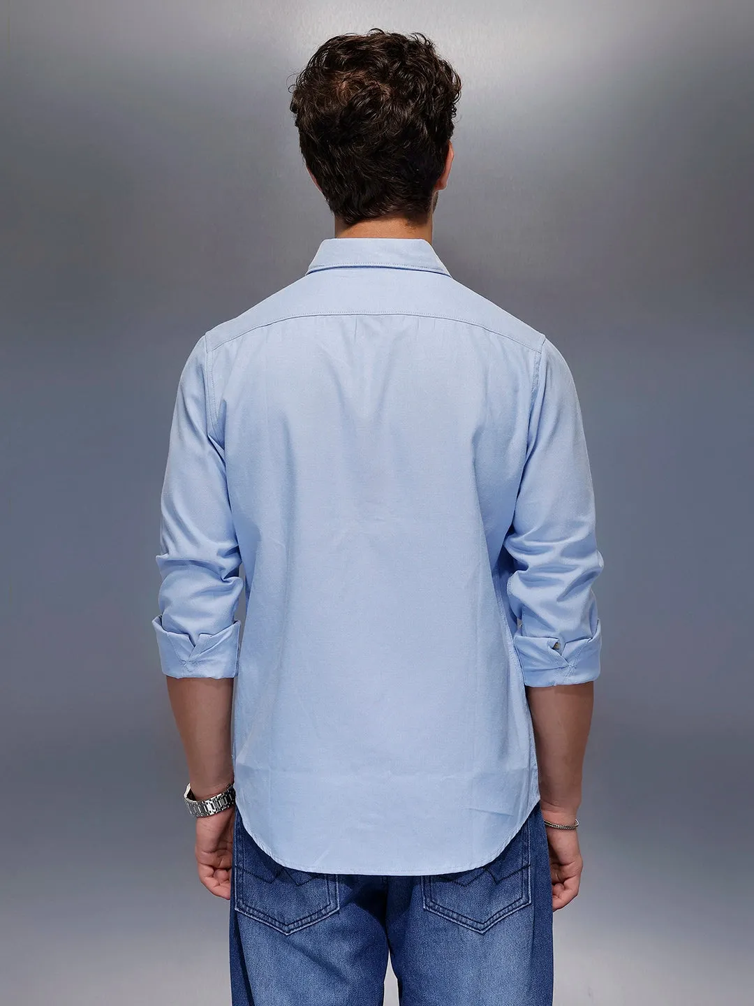 Men's Casual Regular Fit Shirt | Blue sold by Wrogn product image thumbnail 3