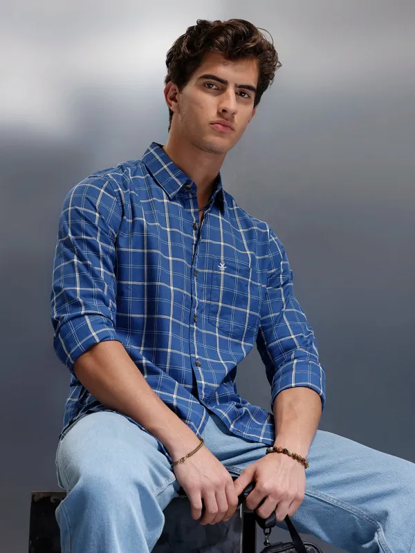 Men's Casual Checkered Shirt   |  Blue sold by Wrogn