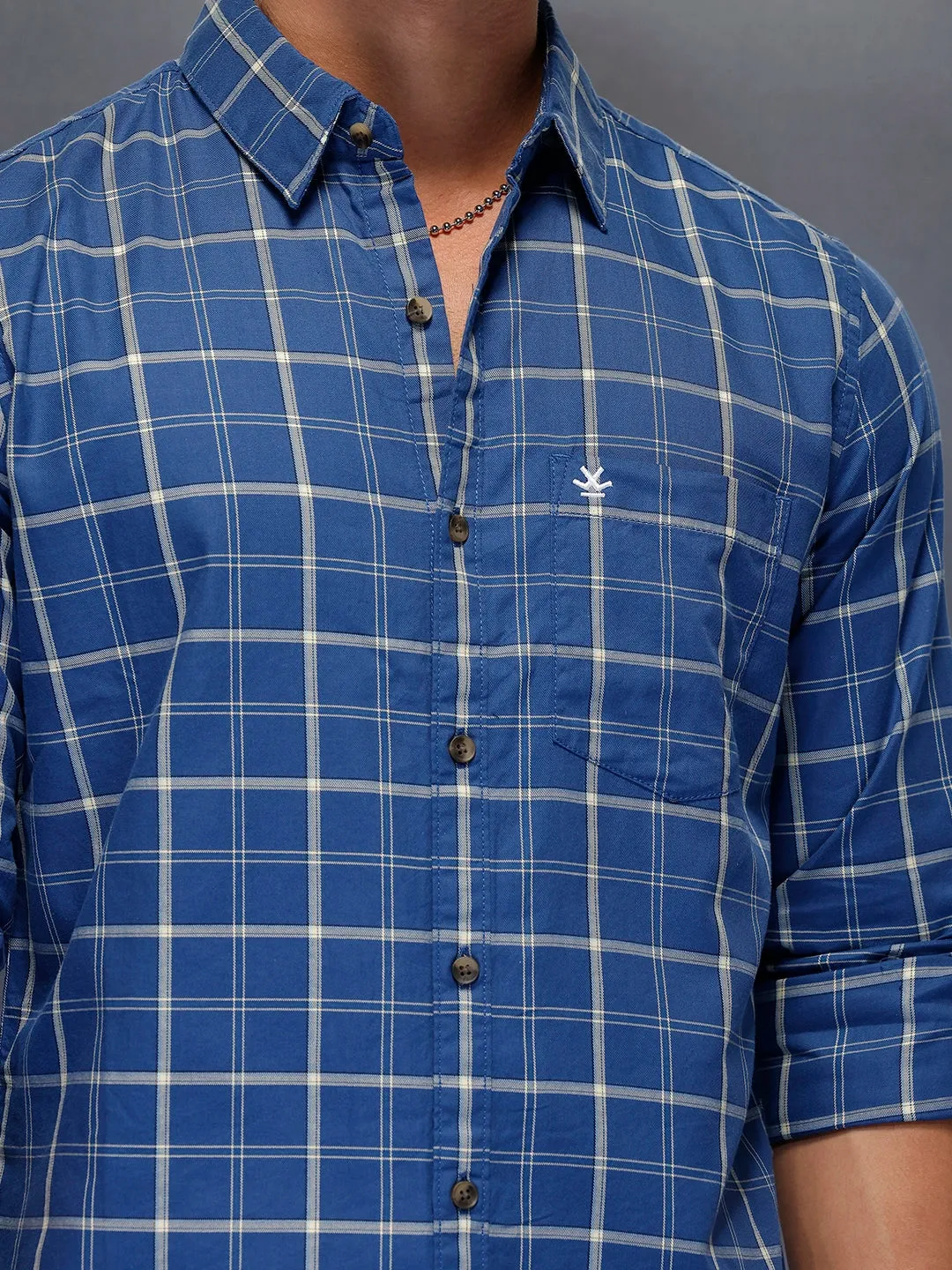 Men's Casual Checkered Shirt | Blue sold by Wrogn product image thumbnail 5