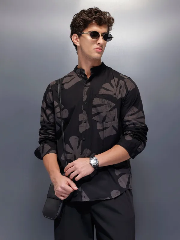 Men's Casual AOP Shirt   |  Black sold by Wrogn
