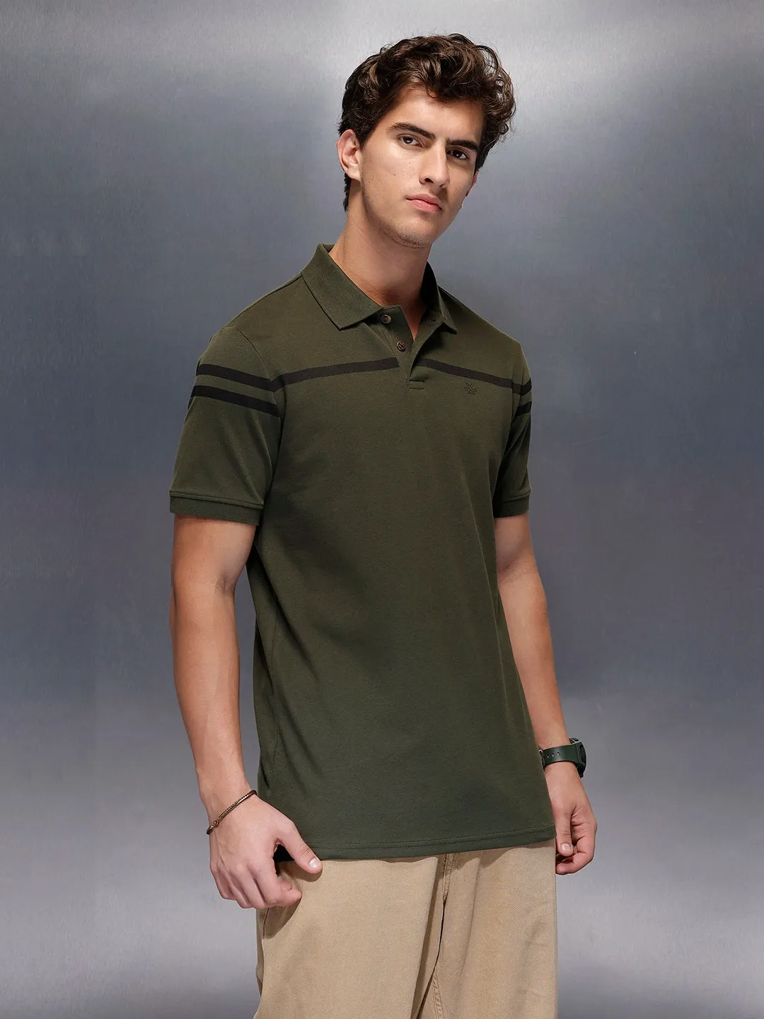 Classic Placement Printed Polo T-Shirt | Olive sold by Wrogn product image thumbnail 4