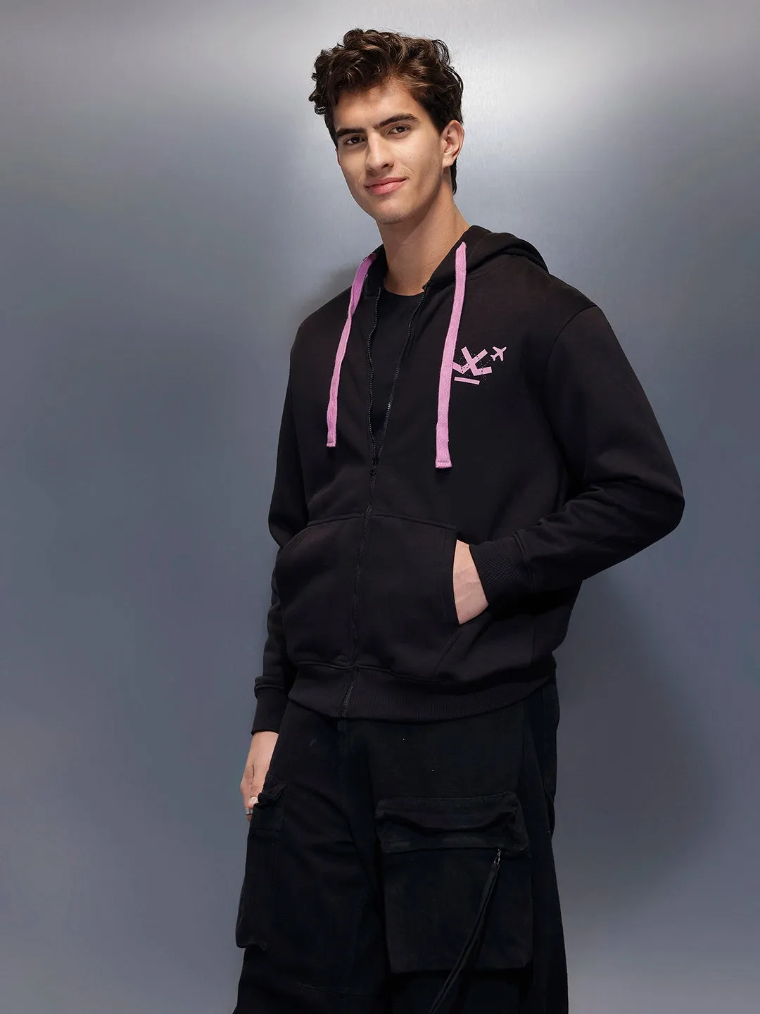 Men's Comfort Fit Hooded Sweatshirt | Black sold by Wrogn product image thumbnail 4