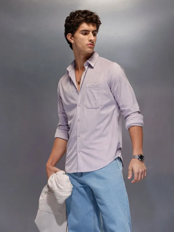 Men's Casual Slim Fit Solid Shirt  |  Purple sold by Wrogn