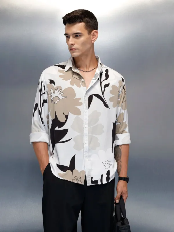 Floral Printed Comfort Fit Casual Shirt | Off White sold by Wrogn