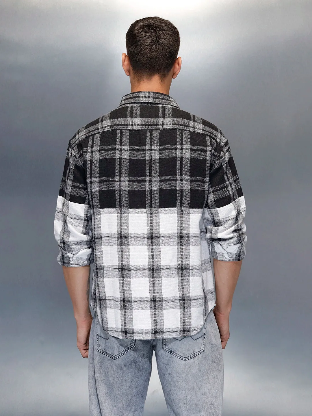 Men's Casual Oversized Fit Checkered Pattern Shirt | Black sold by Wrogn product image thumbnail 3