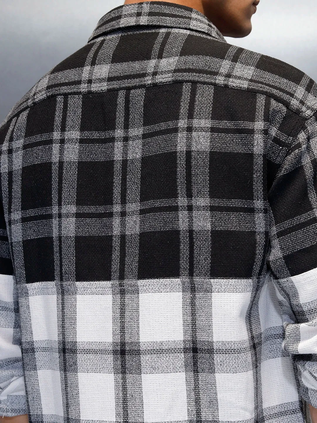 Men's Casual Oversized Fit Checkered Pattern Shirt | Black sold by Wrogn product image thumbnail 5