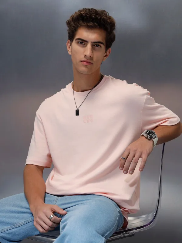 Branded men's casual oversized fit t-shirt | Pink sold by Wrogn