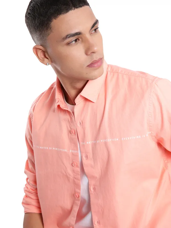 Premium Pink Printed Long Sleeve Shirt sold by Wrogn