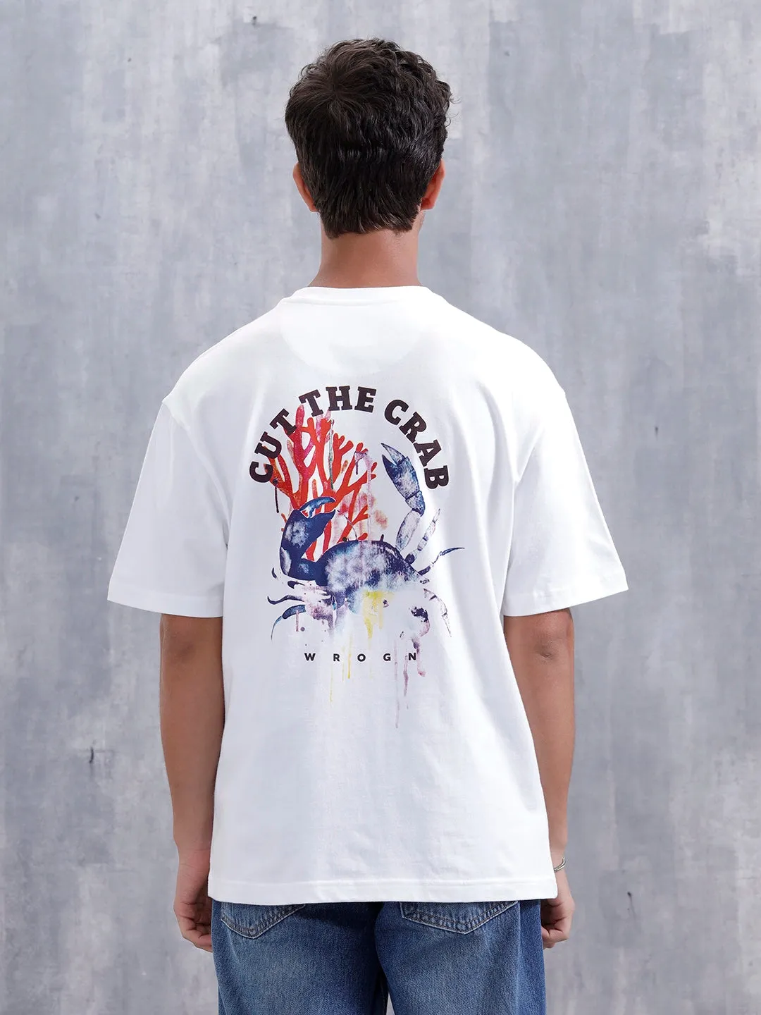 Men’s Casual Oversized Fit Graphic T-Shirt | White sold by Wrogn product image thumbnail 3