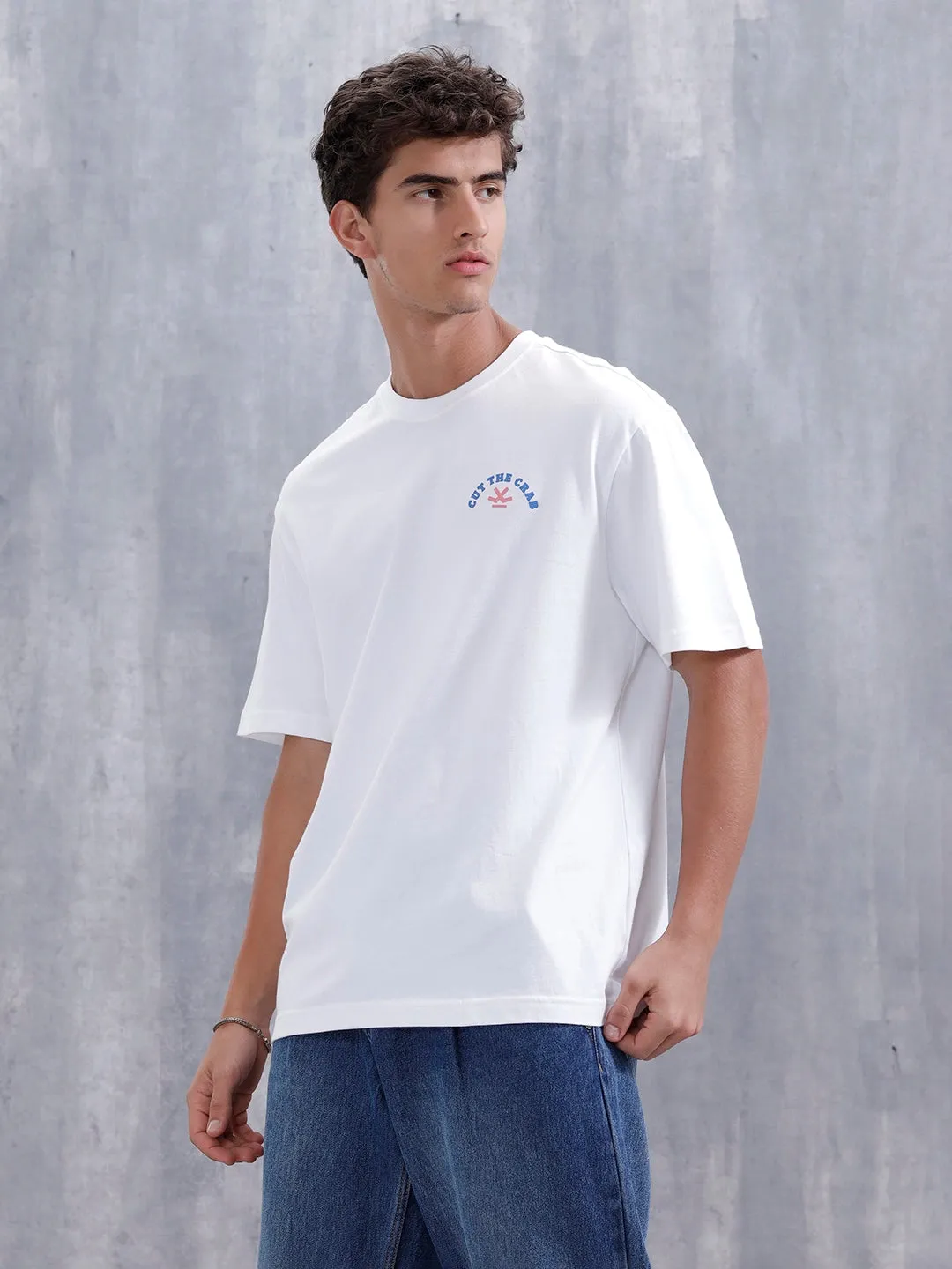 Men’s Casual Oversized Fit Graphic T-Shirt | White sold by Wrogn product image thumbnail 4