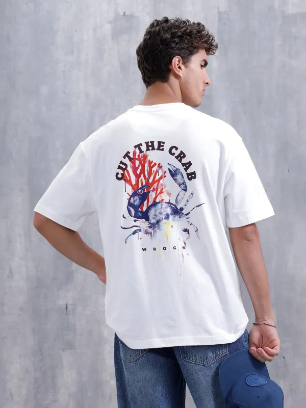 Men’s Casual Oversized Fit Graphic T-Shirt | White sold by Wrogn