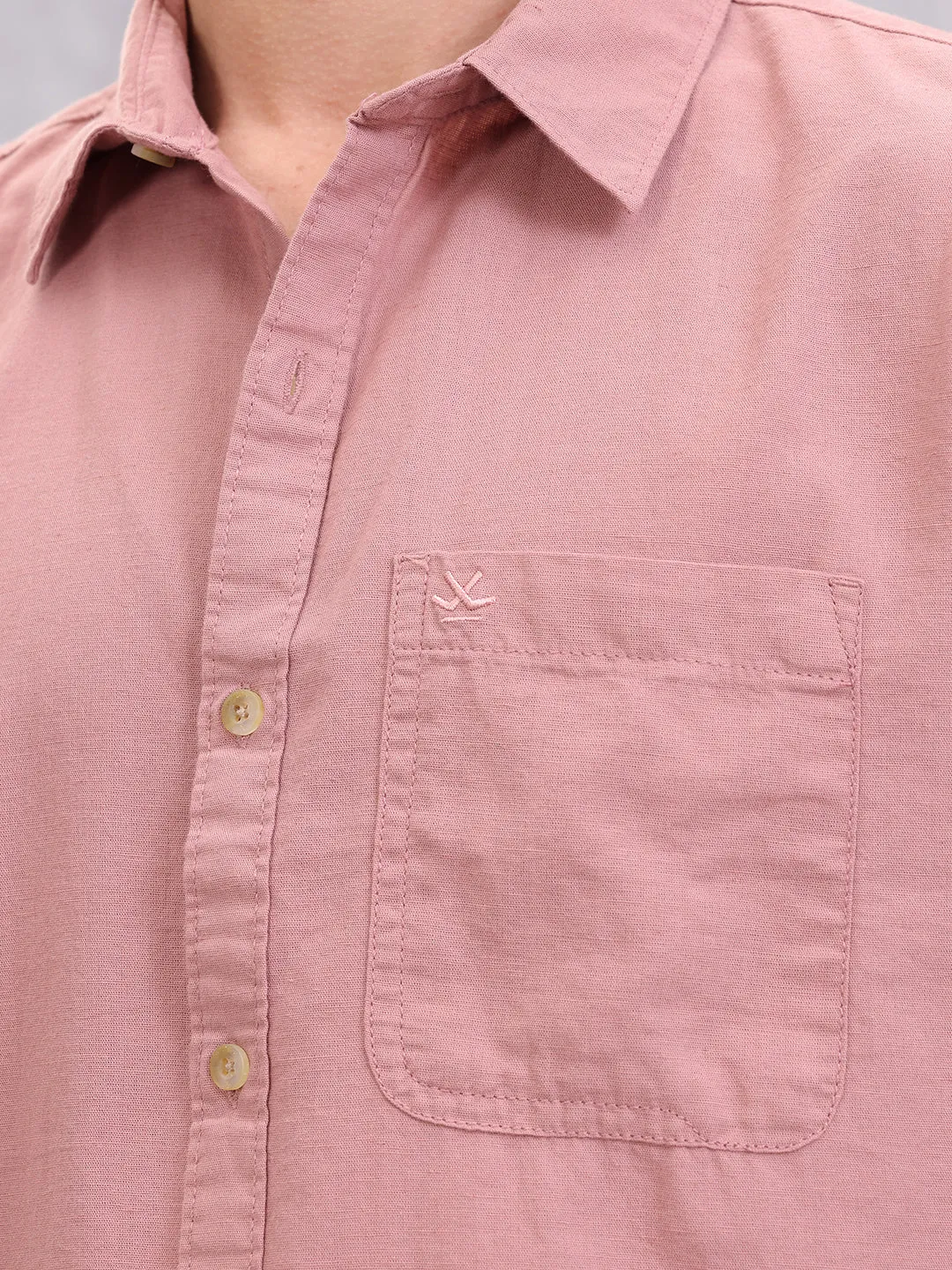 Solid Cotton Full Sleeve Shirt | Pink sold by Wrogn product image thumbnail 4