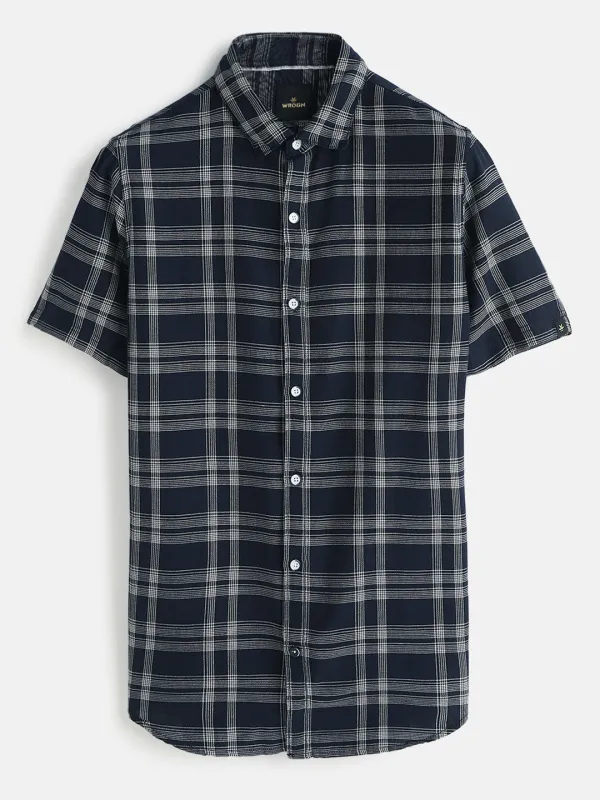 Casual Light Weight Checked Shirt | Navy Blue sold by Wrogn
