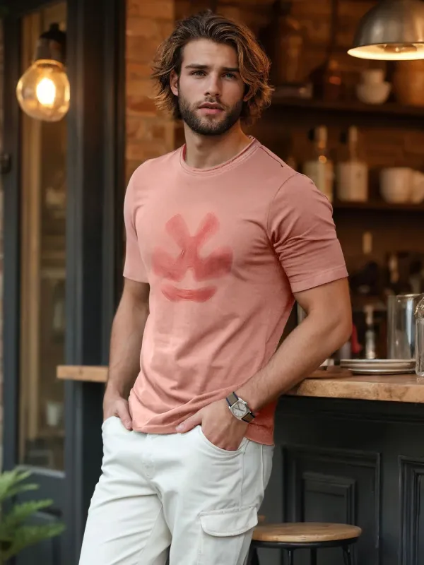 Heavy GSM Blur Logo T-Shirt | Pink sold by Wrogn