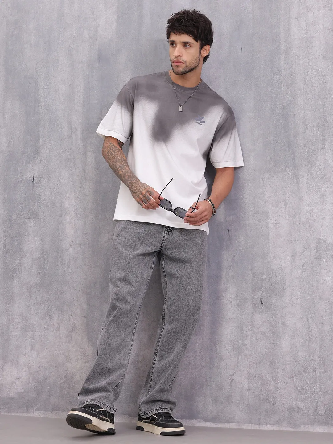 Grey Ombre Fade T-Shirt – Casual Streetwear Style | White sold by Wrogn product image thumbnail 2