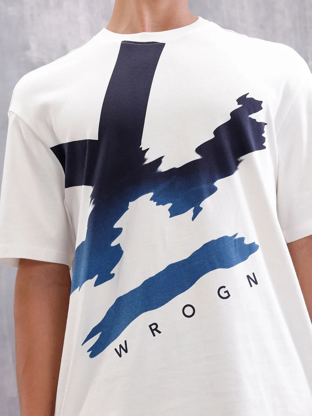 Oversized Graphic T-Shirt By Wrogn – Statement Placement Print | White sold by Wrogn product image thumbnail 5