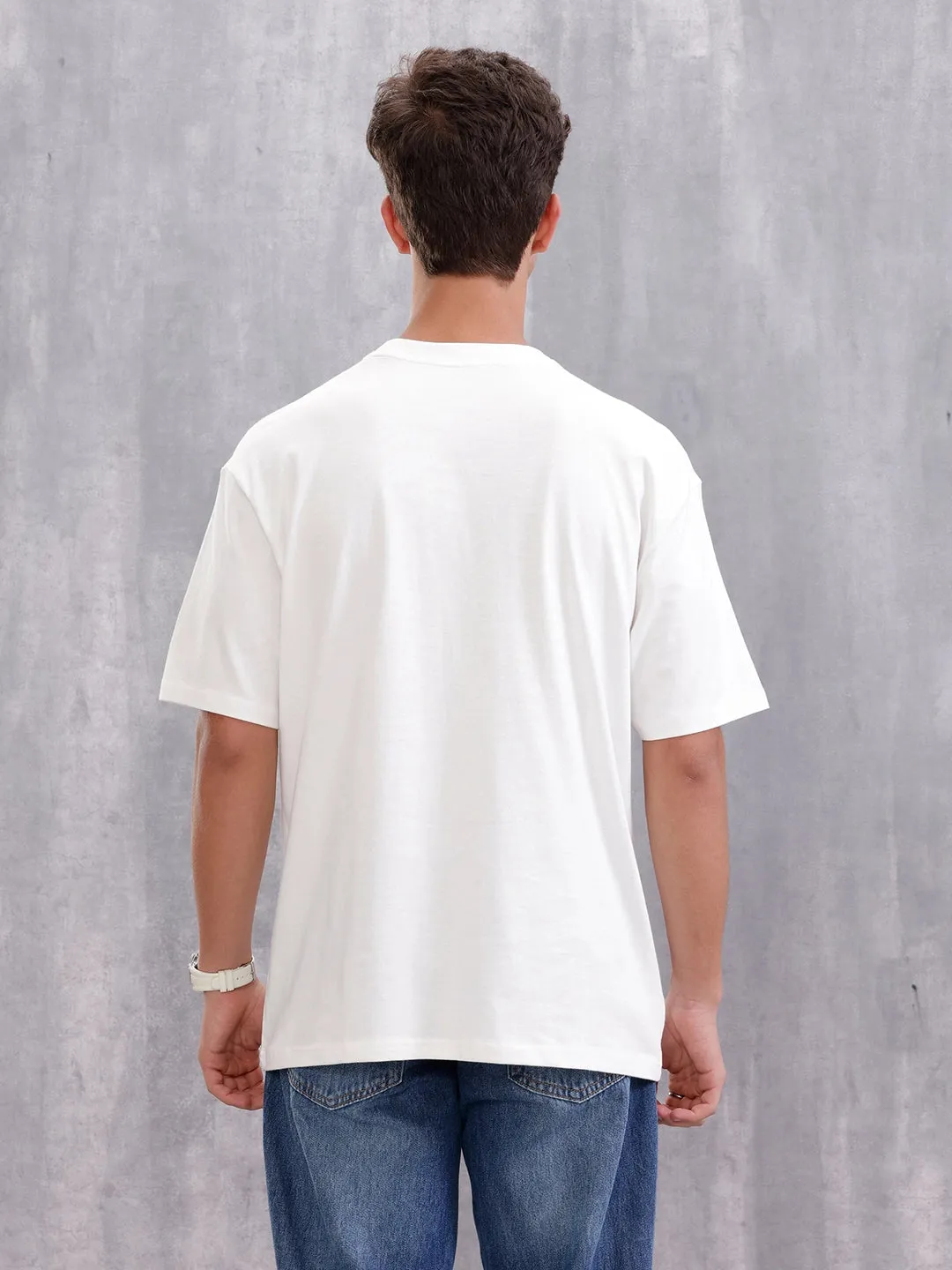 Oversized Graphic T-Shirt By Wrogn – Statement Placement Print | White sold by Wrogn product image thumbnail 3