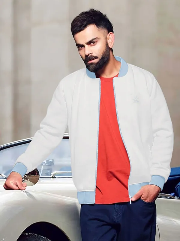 Men's Comfort Fit Zip-Up Sweatshirt |  White sold by Wrogn