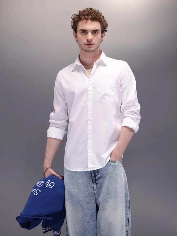 Pure Cotton Regular Fit Shirt | White sold by Wrogn