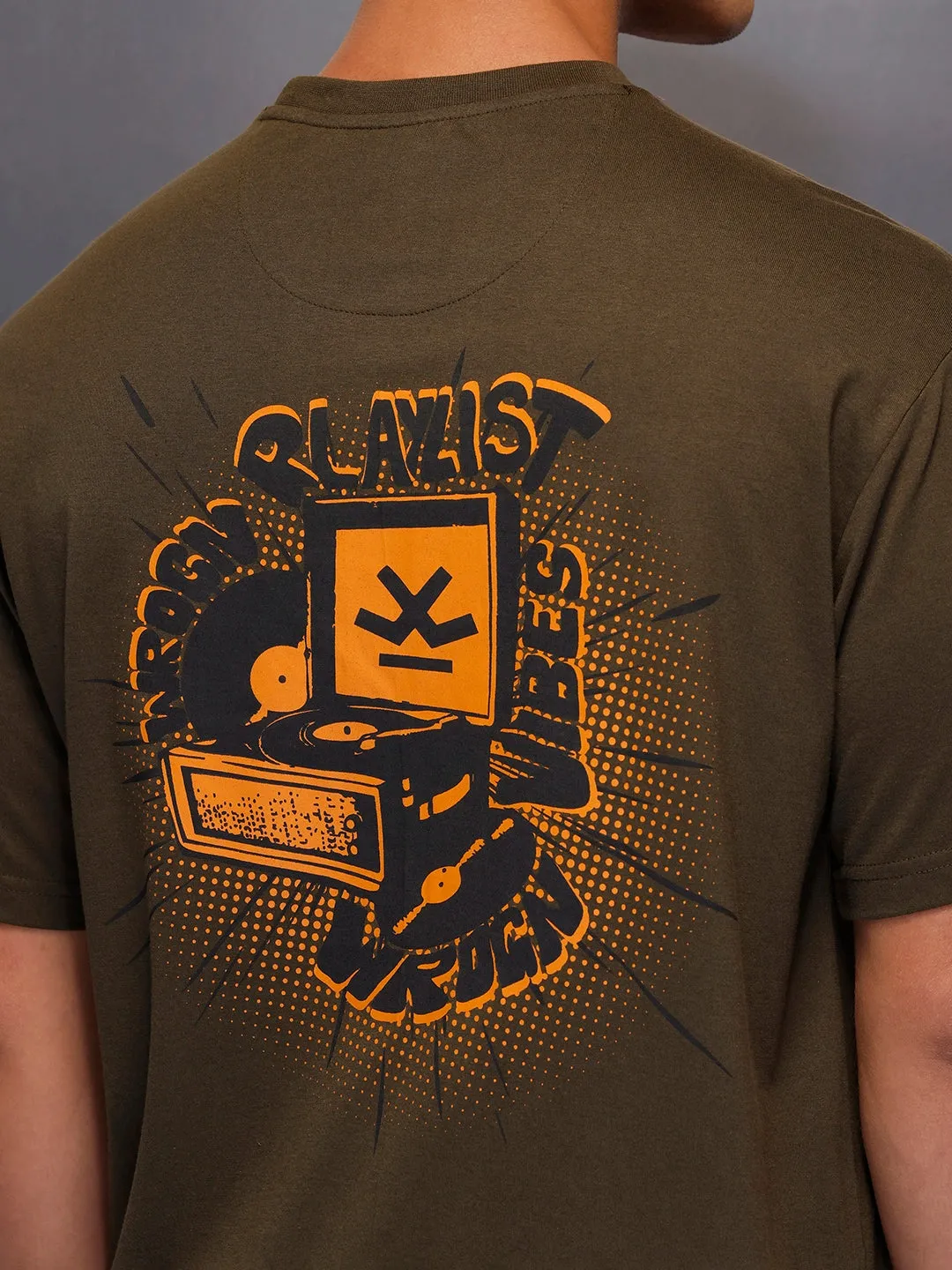 Classic Oversized Back Printed T-Shirt | Olive sold by Wrogn product image thumbnail 5