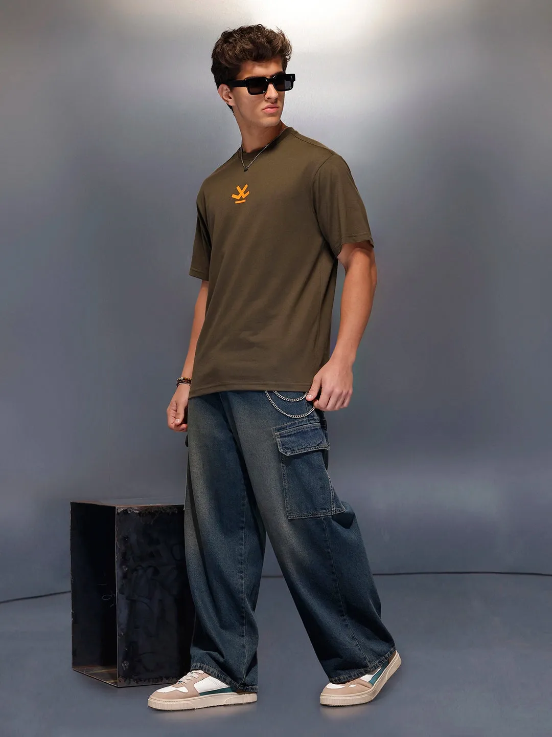 Classic Oversized Back Printed T-Shirt | Olive sold by Wrogn product image thumbnail 2