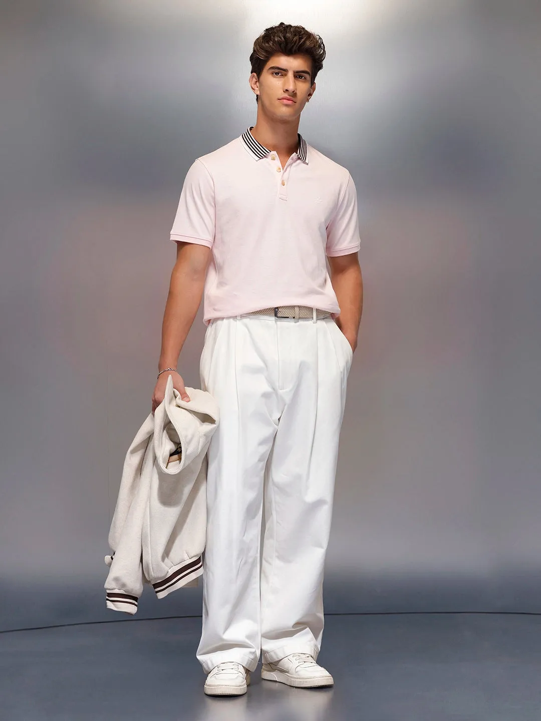 Classic Tipping Collar Polo T-Shirt | Pink sold by Wrogn product image thumbnail 2