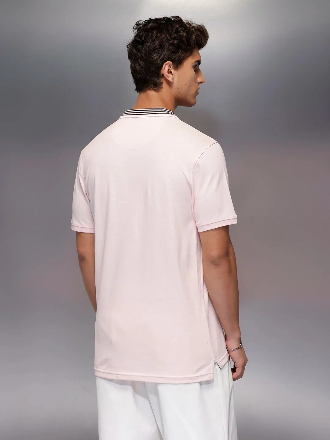 Classic Tipping Collar Polo T-Shirt | Pink sold by Wrogn product image thumbnail 3
