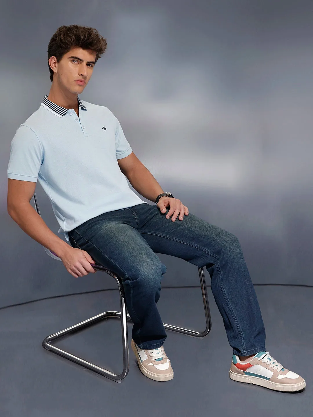 Classic Tipping Collar Polo T-Shirt | Light Blue sold by Wrogn product image thumbnail 2