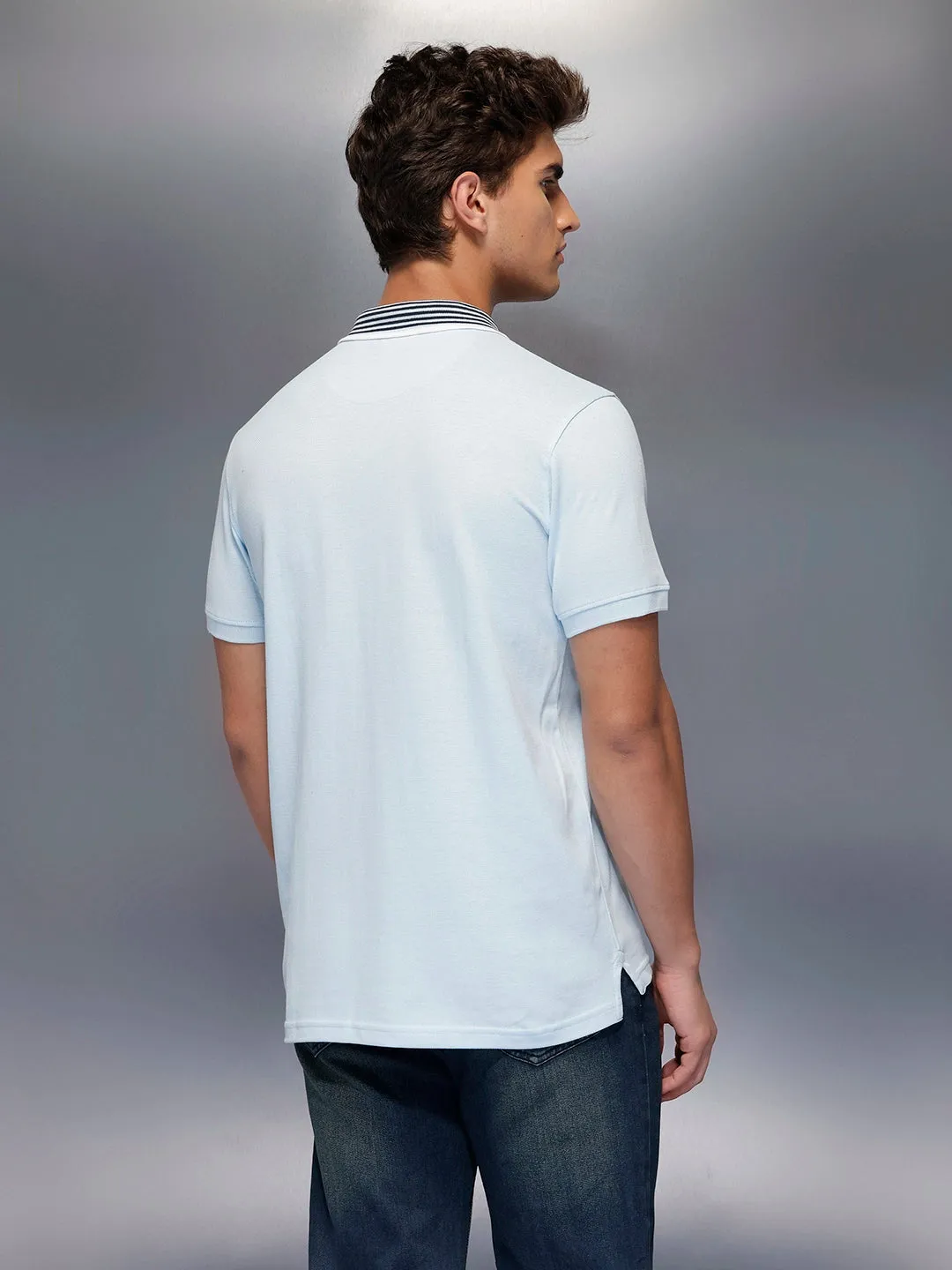 Classic Tipping Collar Polo T-Shirt | Light Blue sold by Wrogn product image thumbnail 3