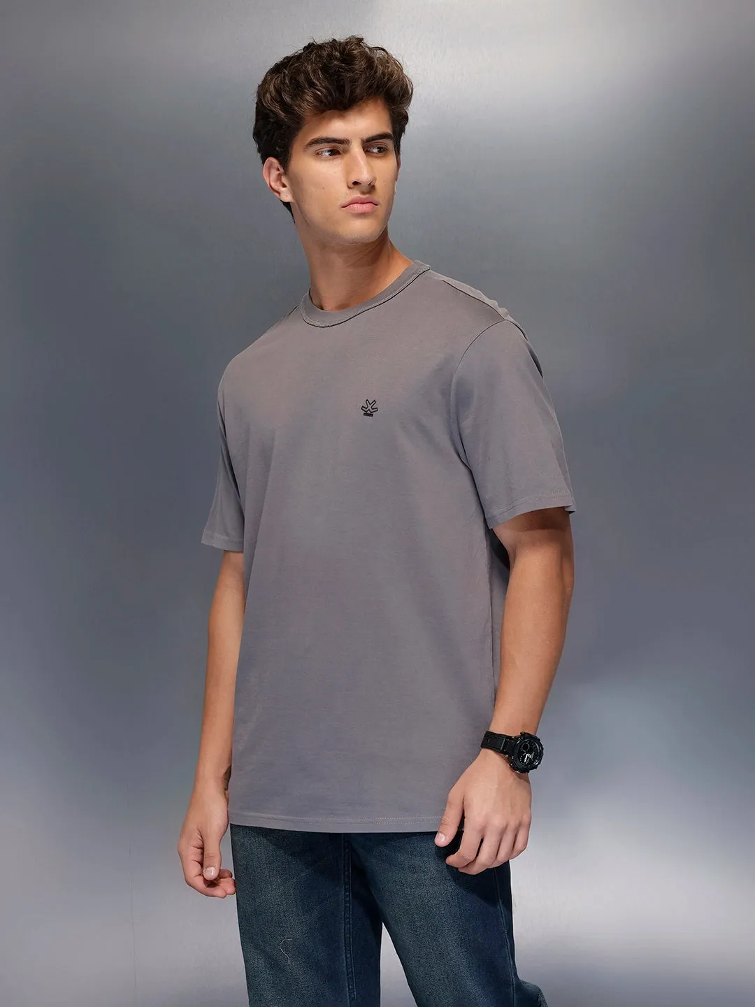 Solid Oversized T-Shirt | Grey sold by Wrogn product image thumbnail 4
