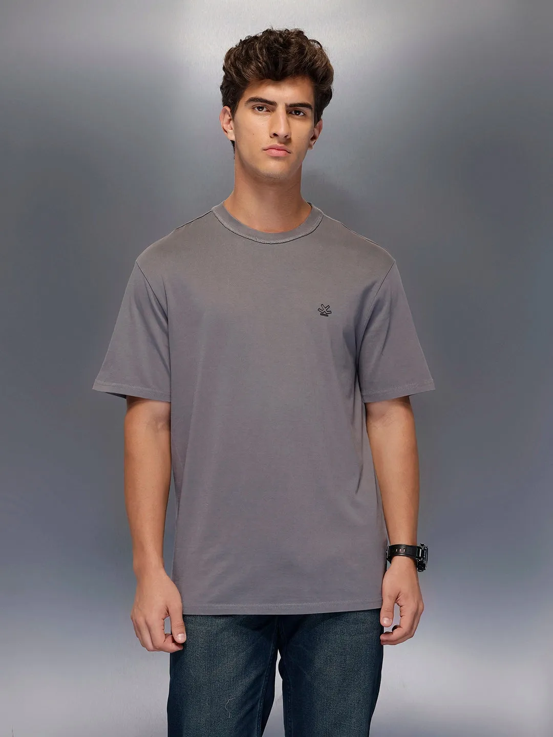 Solid Oversized T-Shirt | Grey sold by Wrogn