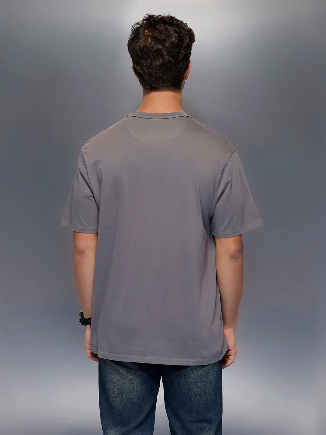 Solid Oversized T-Shirt | Grey sold by Wrogn product image thumbnail 3