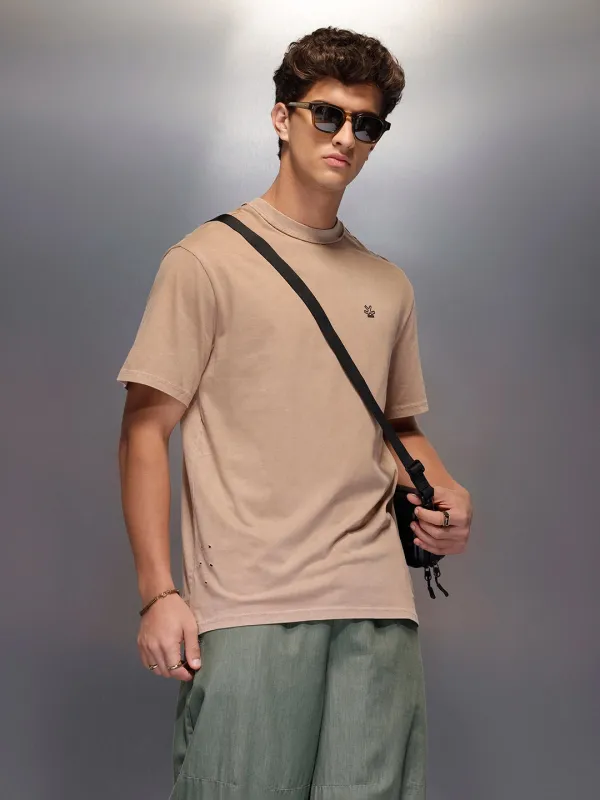 Solid Oversized T-Shirt   |  Beige sold by Wrogn
