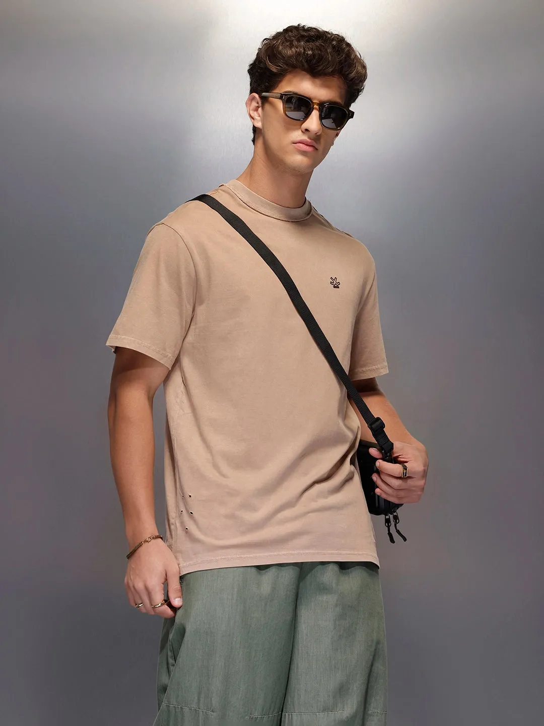 Solid Oversized T-Shirt | Beige sold by Wrogn