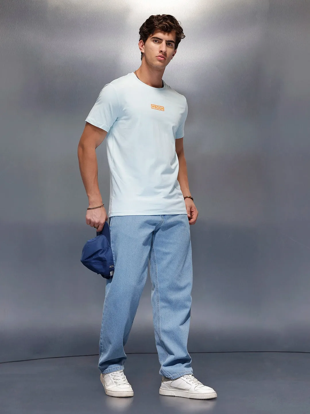Solid Regular Fit T-Shirt | Light Blue sold by Wrogn product image thumbnail 2