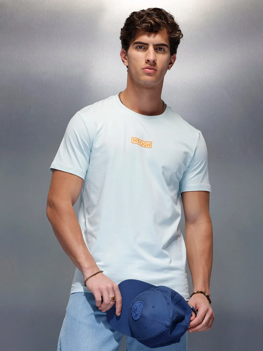 Solid Regular Fit T-Shirt | Light Blue sold by Wrogn