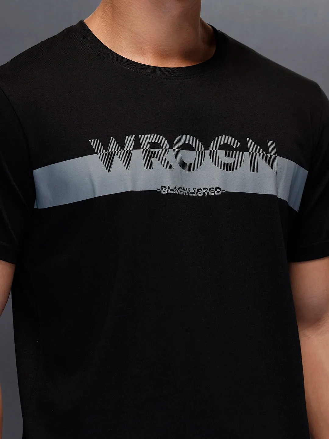 Placement Printed Regular Fit T-Shirt | Black sold by Wrogn product image thumbnail 5